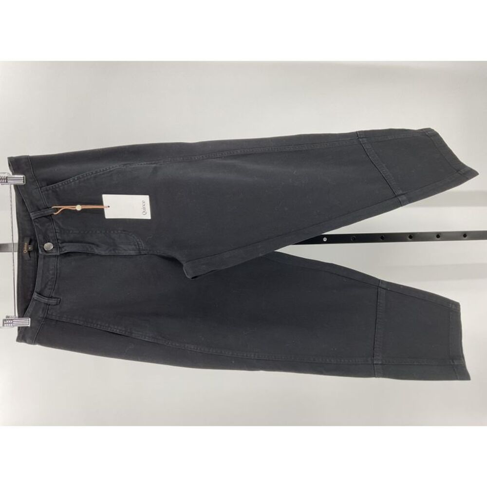 Quince Women's Organic Stretch Cotton Twill Barrel Pants 27" inseam Black 6